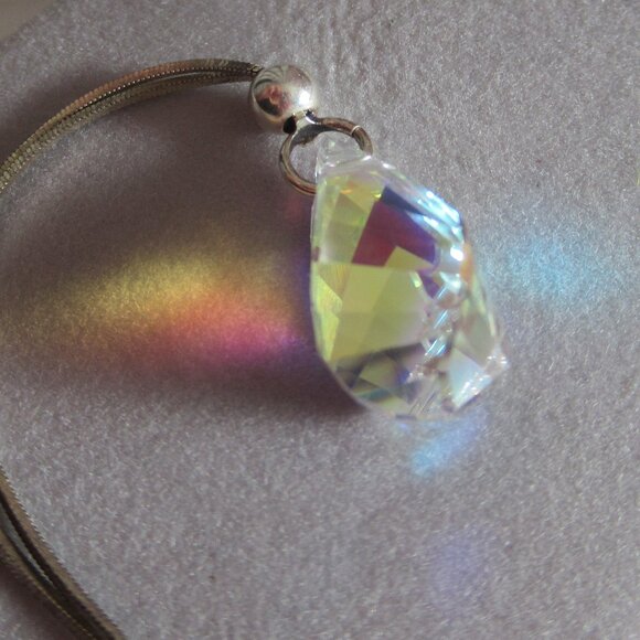 Multi-faceted Helix/Twist Crystal Necklace, 925 Silver, Italy, Dyadema, Large - Picture 3 of 13